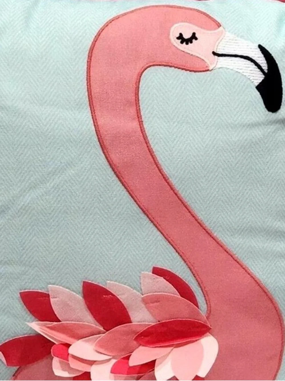 NWT Novogratz Pink Flamingo Appliqué 3D Feathers Large Aqua Pillow Set (2)